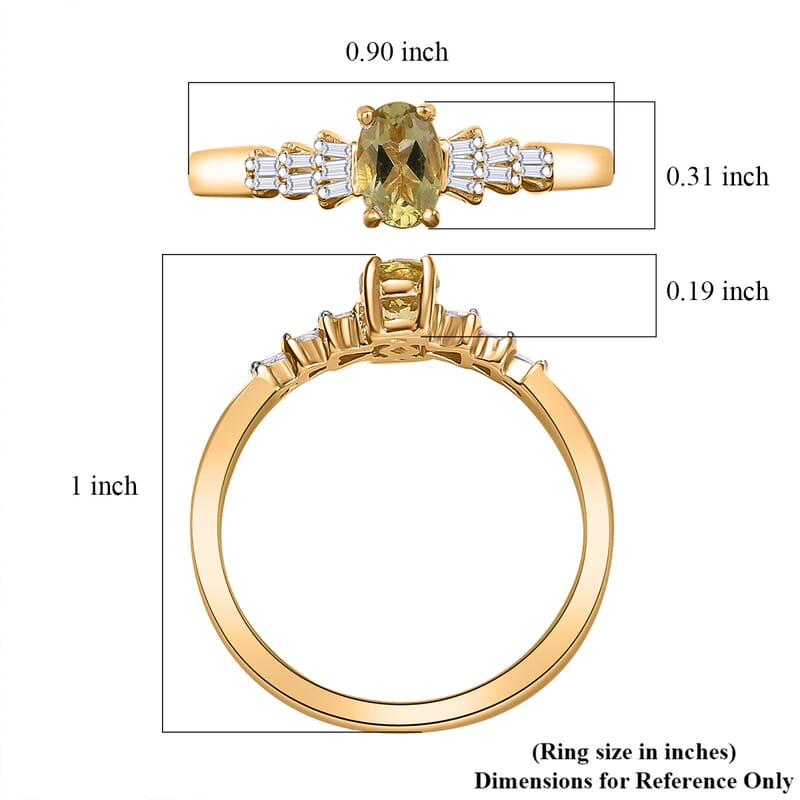 D'Joy Madagascar Yellow Apatite and Diamond 0.60 ctw Ring in 18K Vermeil Yellow Gold Over Sterling Silver (Size 8.0)