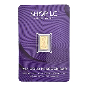 22K Yellow Gold Peacock Bar 1 Grams