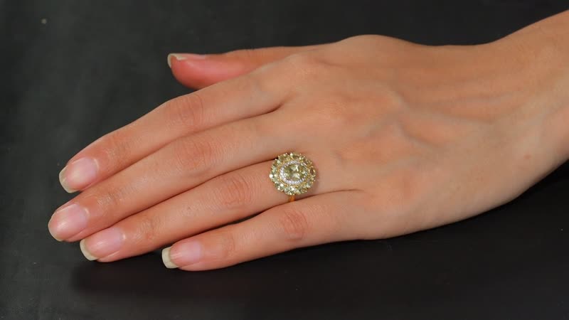 Yellow Apatite, White Zircon Fancy Ring in 18K Vermeil YG Over Sterling Silver (Size 10.0) 3.20 ctw