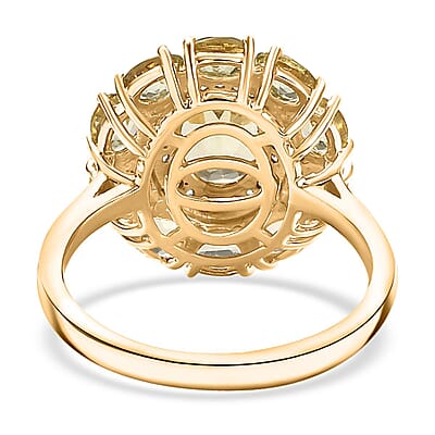 D'Joy Madagascar Yellow Apatite and White Zircon 3.40 ctw Floral Ring in 18K Vermeil Yellow Gold Over Sterling Silver (Size 10.0)