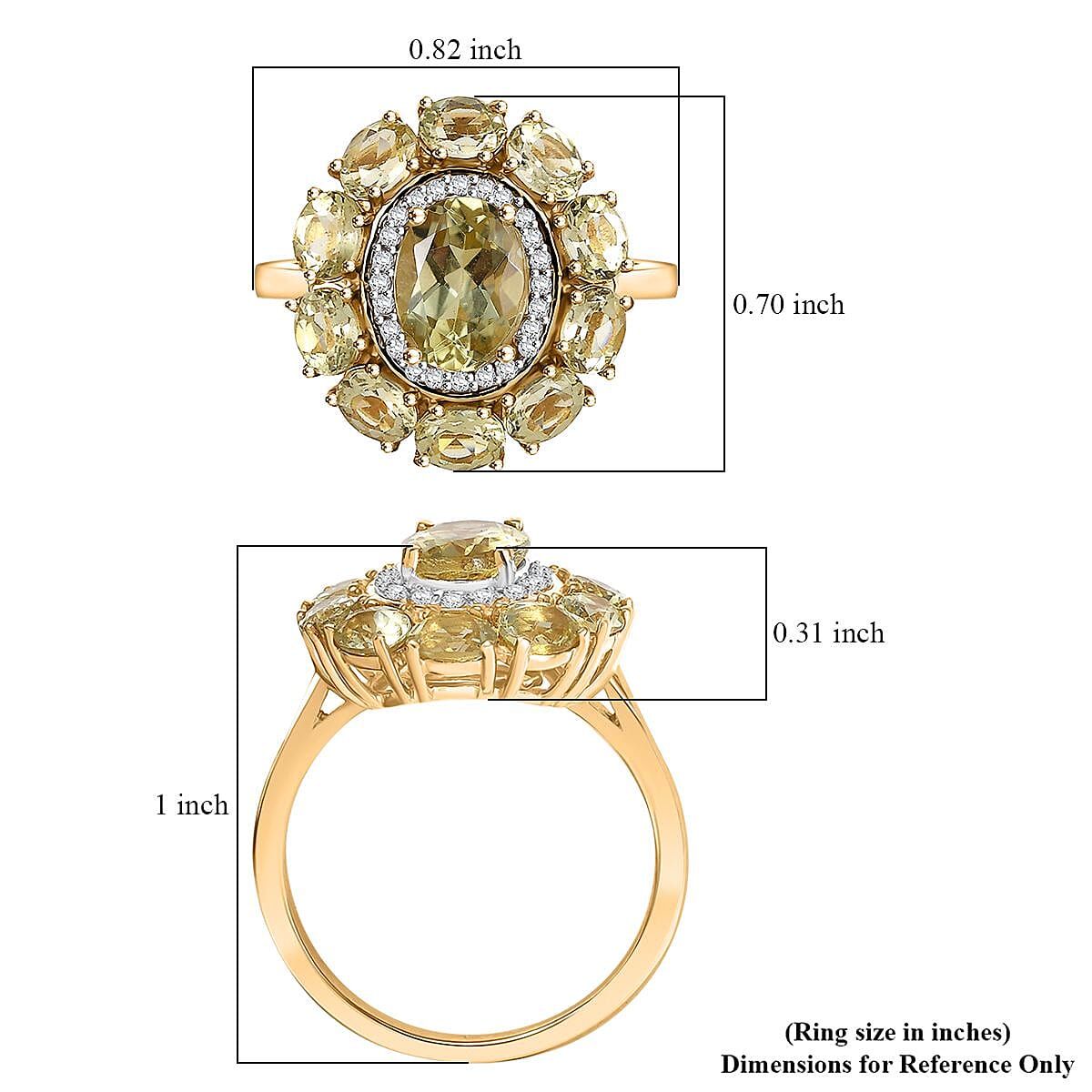 D'Joy Madagascar Yellow Apatite and White Zircon 3.40 ctw Floral Ring in 18K Vermeil Yellow Gold Over Sterling Silver (Size 10.0)