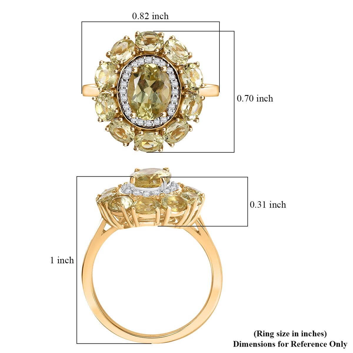 D'Joy Madagascar Yellow Apatite and White Zircon 3.40 ctw Floral Ring in 18K Vermeil Yellow Gold Over Sterling Silver (Size 10.0) image number 5