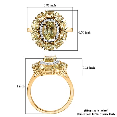 D'Joy Madagascar Yellow Apatite and White Zircon 3.40 ctw Floral Ring in 18K Vermeil Yellow Gold Over Sterling Silver (Size 10.0)