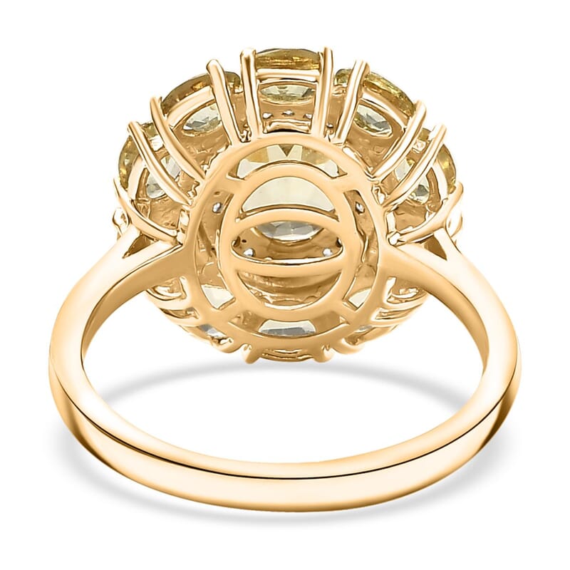 D'Joy Madagascar Yellow Apatite and White Zircon 3.40 ctw Floral Ring in 18K Vermeil Yellow Gold Over Sterling Silver (Size 9.0)