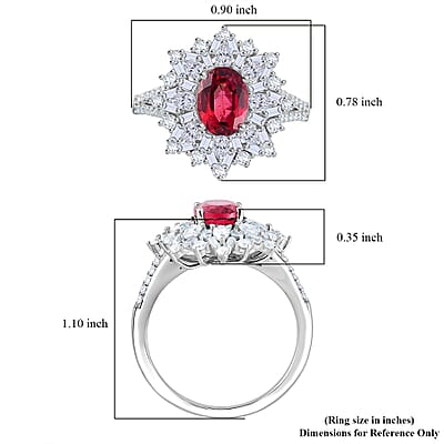 D'Joy Ouro Fino Rubellite, Moissanite Elite Starburst Ring in Rhodium Over Sterling Silver 2.70 ctw (Size 6.0)