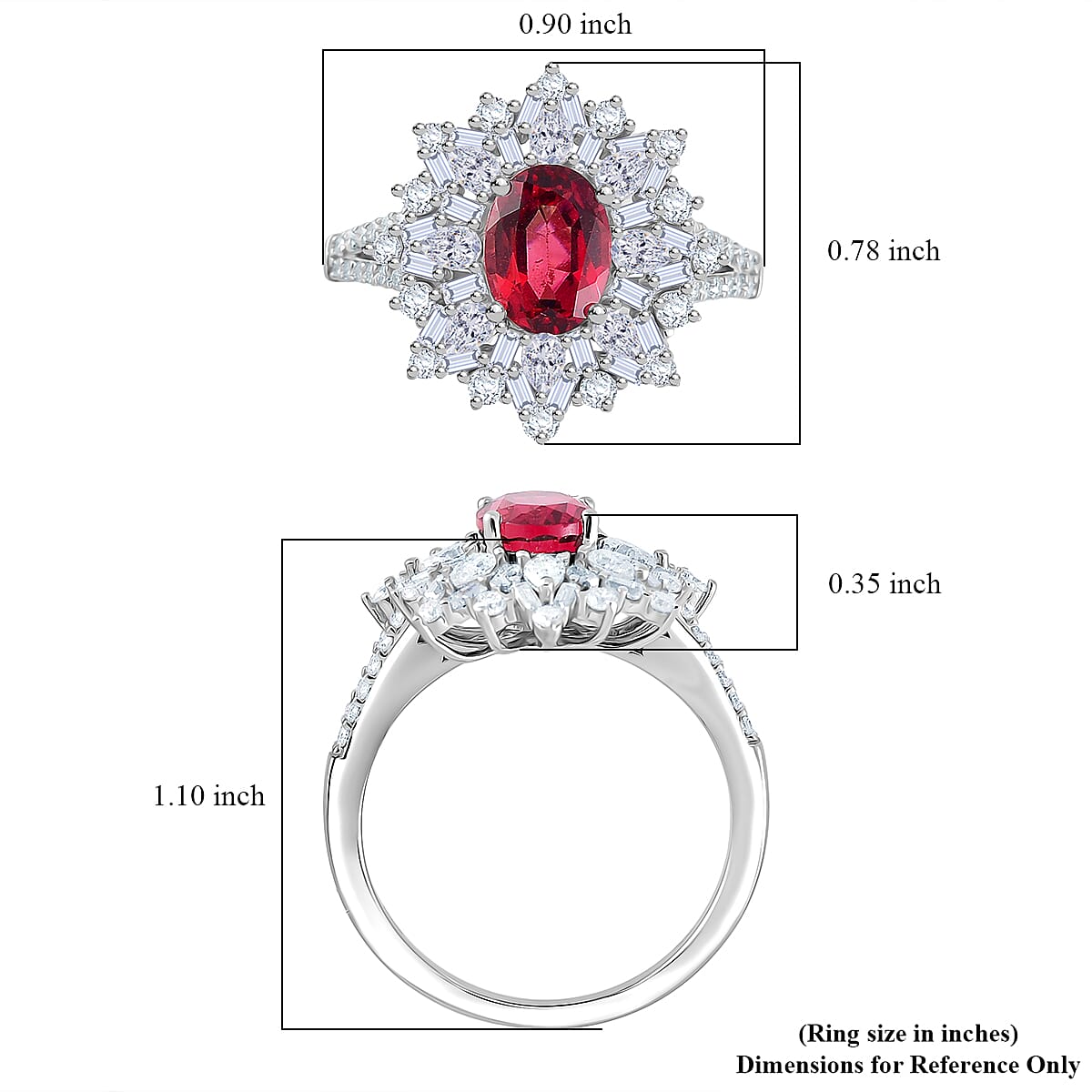D'Joy Ouro Fino Rubellite, Moissanite Elite Starburst Ring in Rhodium Over Sterling Silver 2.70 ctw (Size 9.0) image number 5