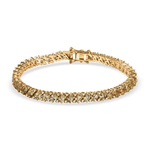 D'Joy Madagascar Yellow Apatite and White Zircon 9.60 ctw Tennis Bracelet in 18K Vermeil Yellow Gold Over Sterling Silver (6.50 In)