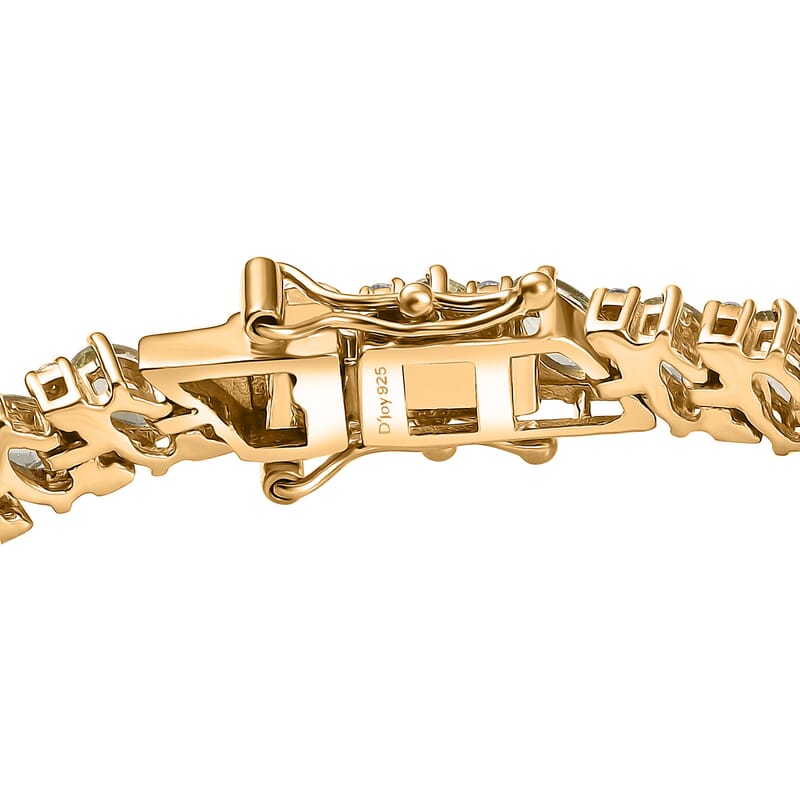 D'Joy Madagascar Yellow Apatite and White Zircon 9.60 ctw Tennis Bracelet in 18K Vermeil Yellow Gold Over Sterling Silver (6.50 In)