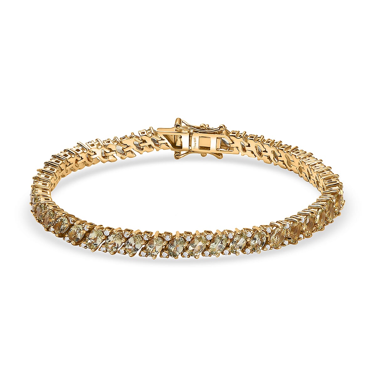 D'Joy Madagascar Yellow Apatite and White Zircon 11.85 ctw Tennis Bracelet in 18K Vermeil Yellow Gold Over Sterling Silver (8.00 In) image number 0