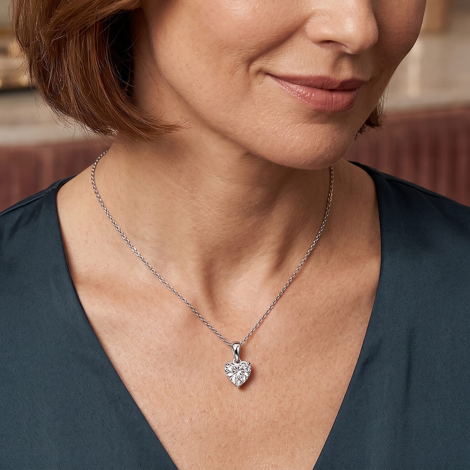 Luxuriant Lab Grown Diamond G-H SI 1.00 ctw Pendant in Platinum Over Sterling Silver