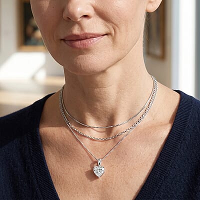 Luxuriant Lab Grown Diamond G-H SI 1.00 ctw Pendant in Platinum Over Sterling Silver