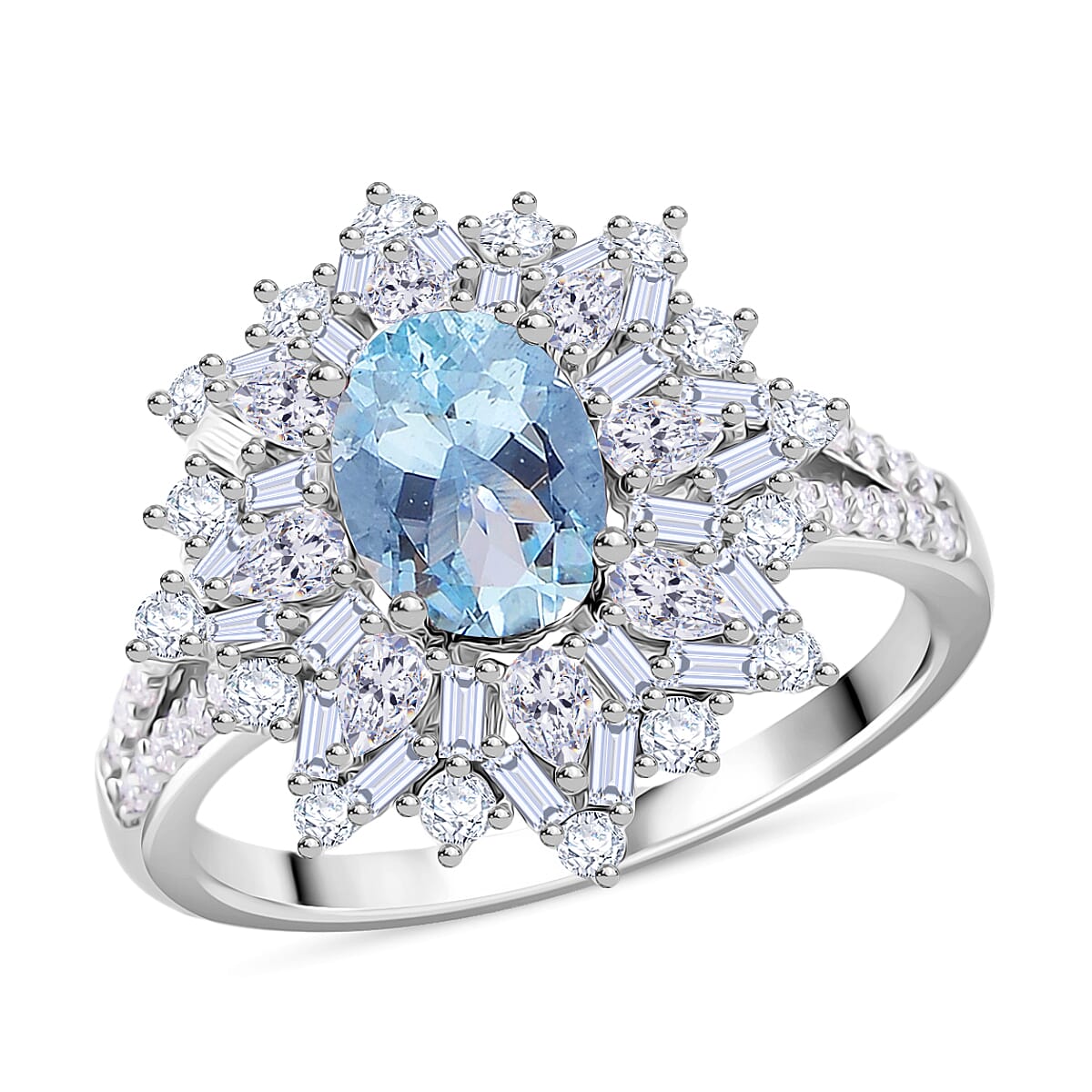 D'Joy Ouro Fino Rubellite, Moissanite Ring in Rhodium Over Sterling Silver (Size 10.0) 2.70 ctw