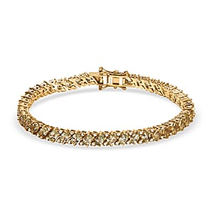 D'Joy Madagascar Yellow Apatite and White Zircon 10.60 ctw Tennis Bracelet in 18K Vermeil Yellow Gold Over Sterling Silver (7.25 In)