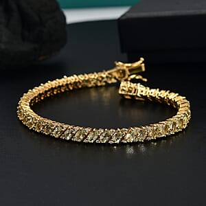 D'Joy Madagascar Yellow Apatite and White Zircon 10.60 ctw Tennis Bracelet in 18K Vermeil Yellow Gold Over Sterling Silver (7.25 In)