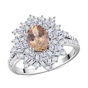 D'Joy Turkizite, Moissanite Elite Starburst Ring in Rhodium Over Sterling Silver 2.75 ctw (Size 10.0)