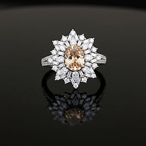 D'Joy Turkizite, Moissanite Elite Starburst Ring in Rhodium Over Sterling Silver 2.75 ctw (Size 10.0)