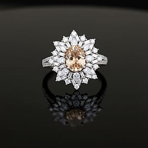 D'Joy Turkizite, Moissanite Elite Starburst Ring in Rhodium Over Sterling Silver 2.75 ctw (Size 6.0)