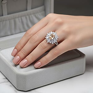 D'Joy Turkizite, Moissanite Elite Starburst Ring in Rhodium Over Sterling Silver 2.75 ctw (Size 6.0)