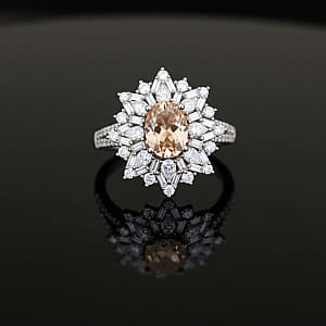 D'Joy Turkizite, Moissanite Elite Starburst Ring in Rhodium Over Sterling Silver 2.75 ctw (Size 7.0)