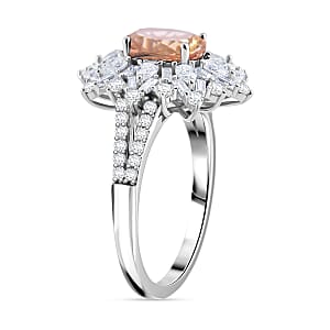 D'Joy Turkizite, Moissanite Elite Starburst Ring in Rhodium Over Sterling Silver 2.75 ctw (Size 7.0)