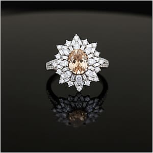 D'Joy Turkizite, Moissanite Elite Starburst Ring in Rhodium Over Sterling Silver 2.75 ctw (Size 8.0)