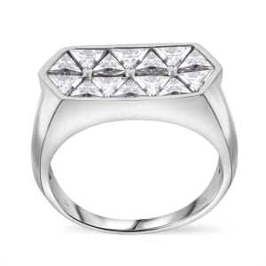 Moissanite 3.10 ctw Art Deco Ring in Rhodium Over Sterling Silver (Size 10.0)
