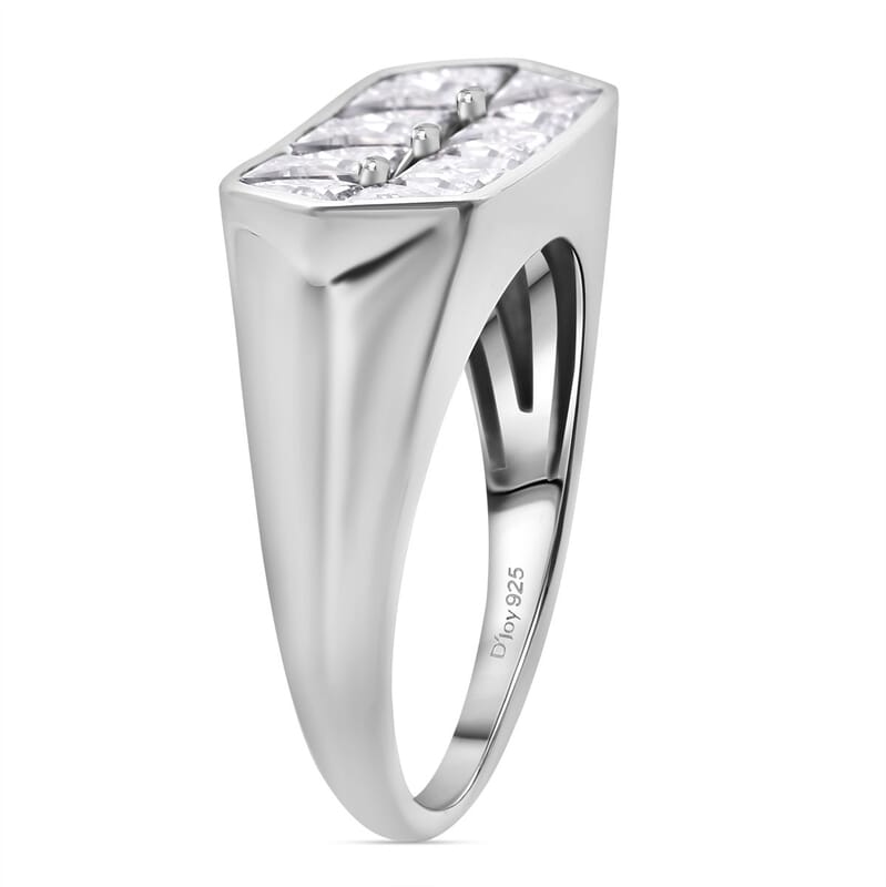 Moissanite 3.10 ctw Art Deco Ring in Rhodium Over Sterling Silver (Size 10.0)