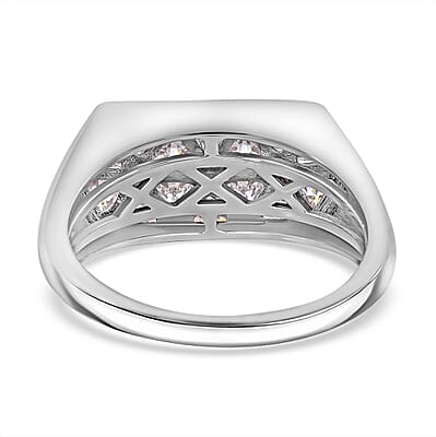Moissanite 3.10 ctw Art Deco Ring in Rhodium Over Sterling Silver (Size 10.0)