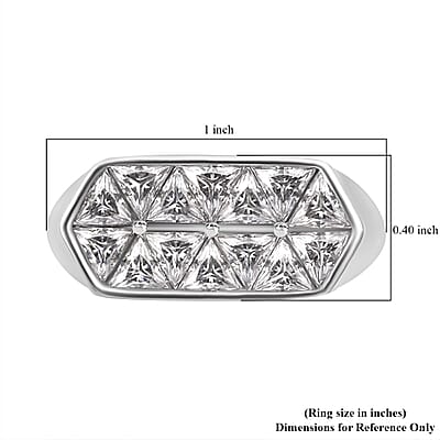 Moissanite 3.10 ctw Art Deco Ring in Rhodium Over Sterling Silver (Size 10.0)