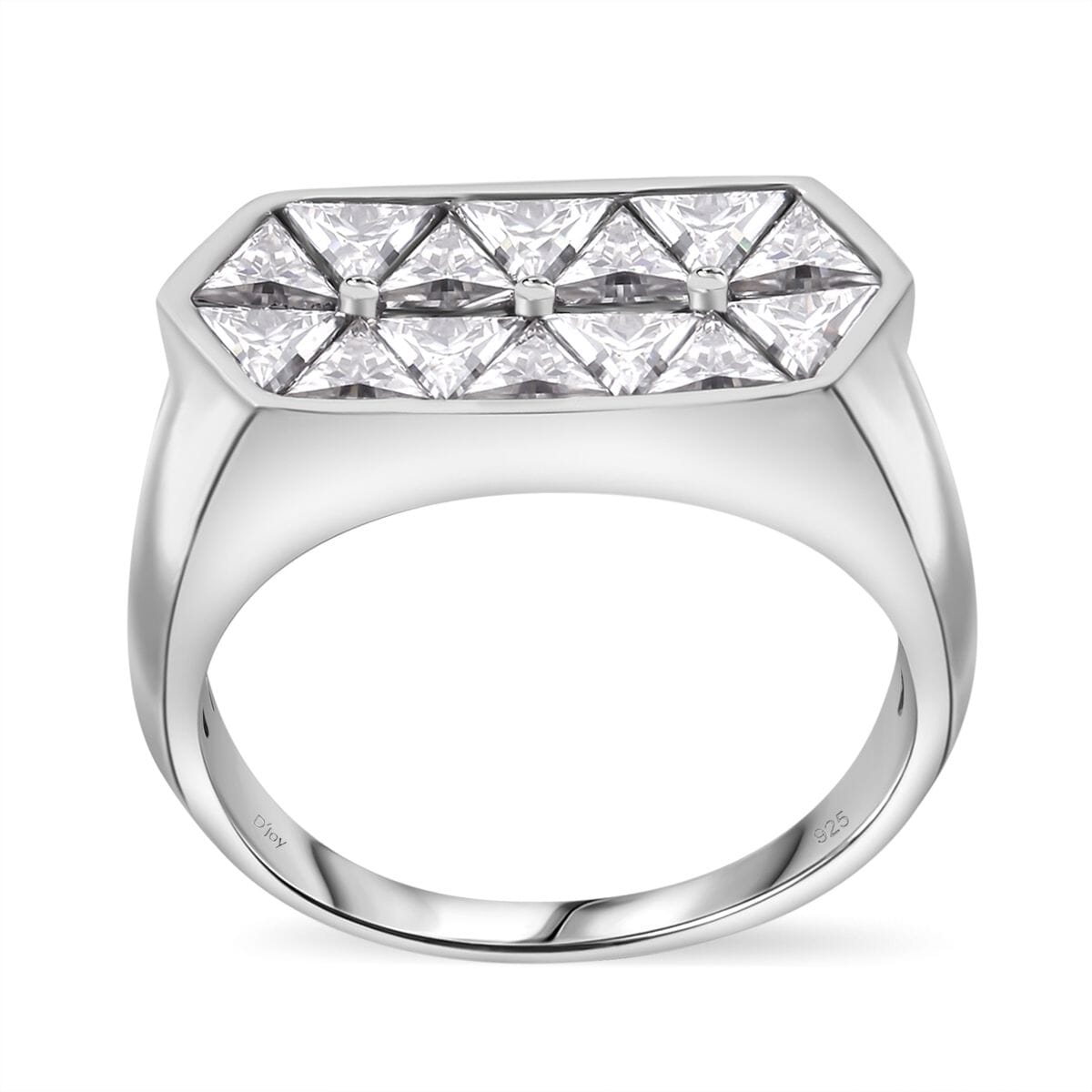 Moissanite 3.10 ctw Art Deco Ring in Rhodium Over Sterling Silver (Size 7.0) image number 0