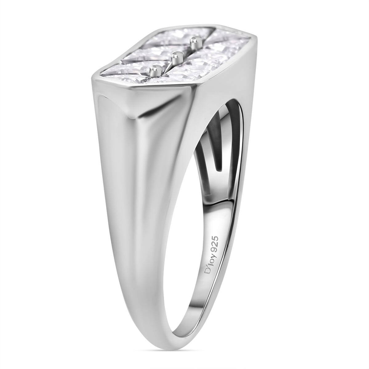 Moissanite 3.10 ctw Art Deco Ring in Rhodium Over Sterling Silver (Size 7.0) image number 4