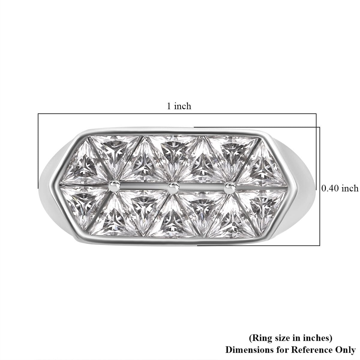 Moissanite 3.10 ctw Art Deco Ring in Rhodium Over Sterling Silver (Size 7.0) image number 6