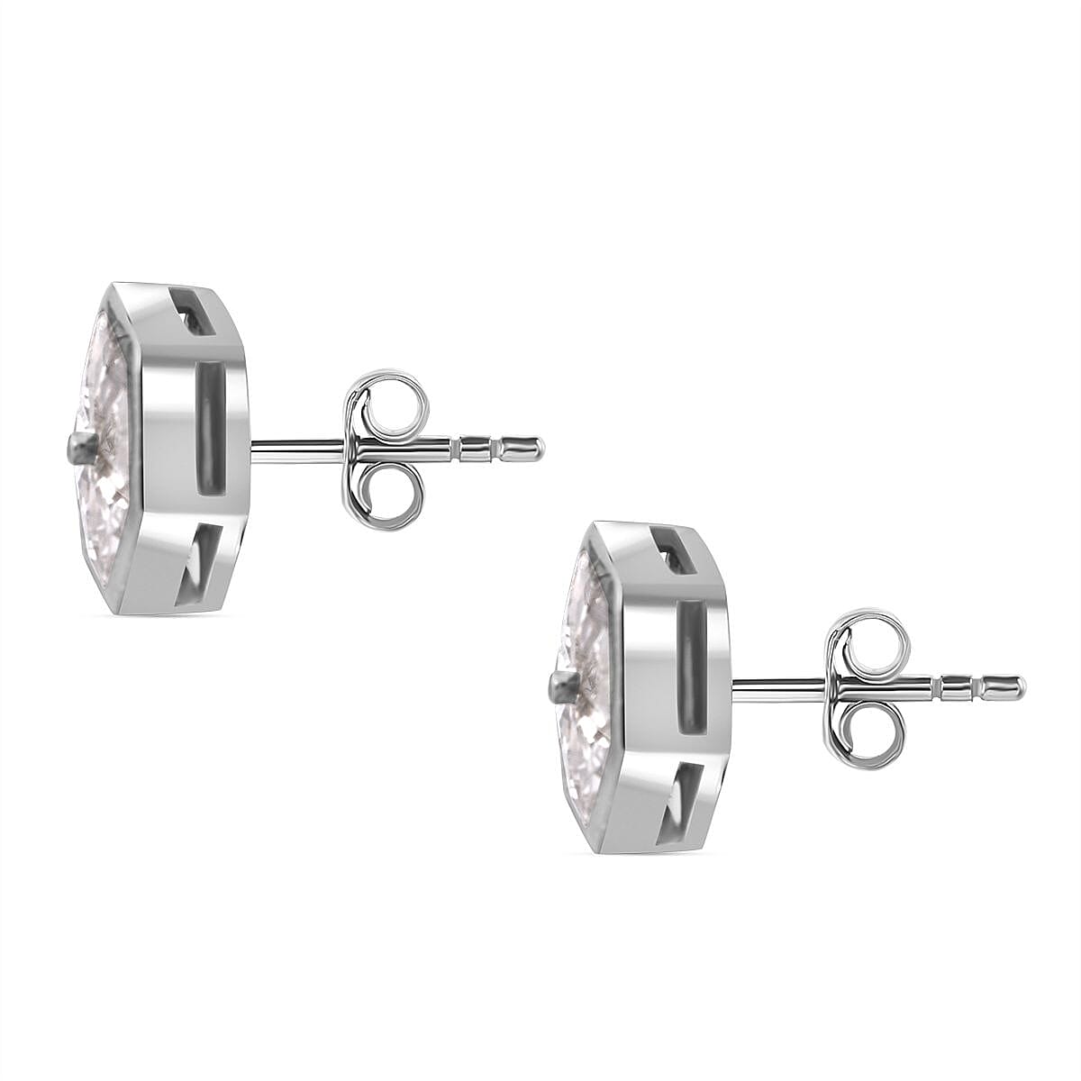 Moissanite 2.65 ctw Art Deco Stud Earrings in Rhodium Over Sterling Silver