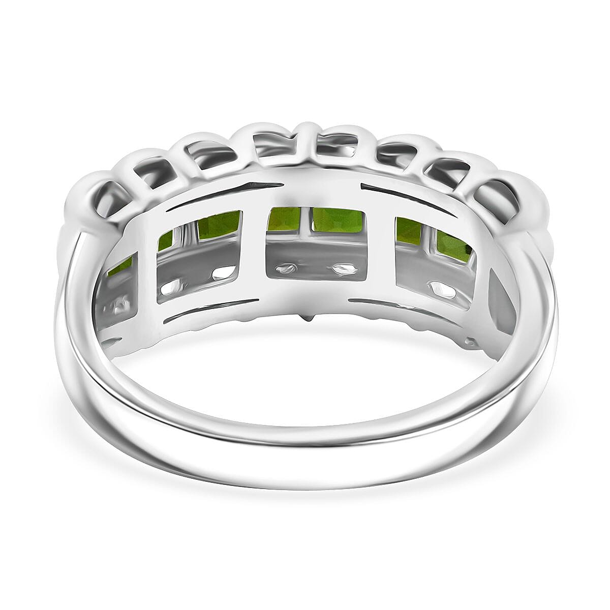Chrome Diopside 1.25 ctw Regal Arc Ring in Rhodium Over Sterling Silver (Size 10.0)