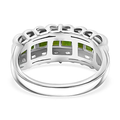 Chrome Diopside 1.25 ctw Regal Arc Ring in Rhodium Over Sterling Silver (Size 10.0)