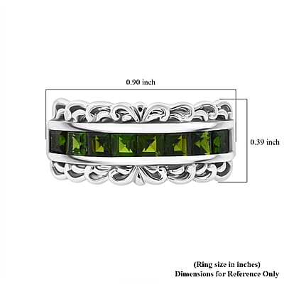 Chrome Diopside 1.25 ctw Regal Arc Ring in Rhodium Over Sterling Silver (Size 10.0)