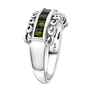 Chrome Diopside 1.25 ctw Regal Arc Ring in Rhodium Over Sterling Silver (Size 7.0)
