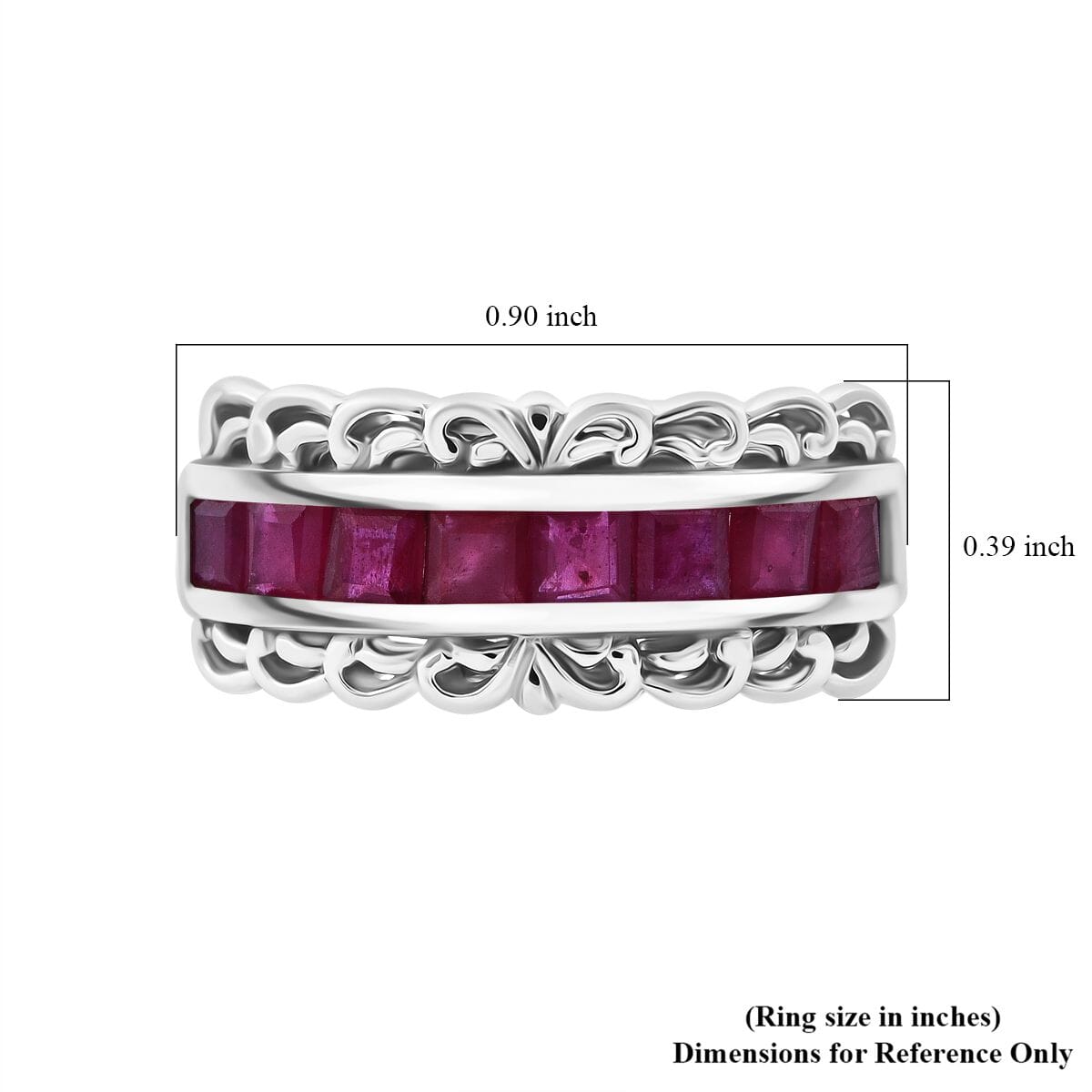 Niassa Ruby (FF) 2.00 ctw Regal Arc Ring in Rhodium Over Sterling Silver (Size 5.0) image number 5