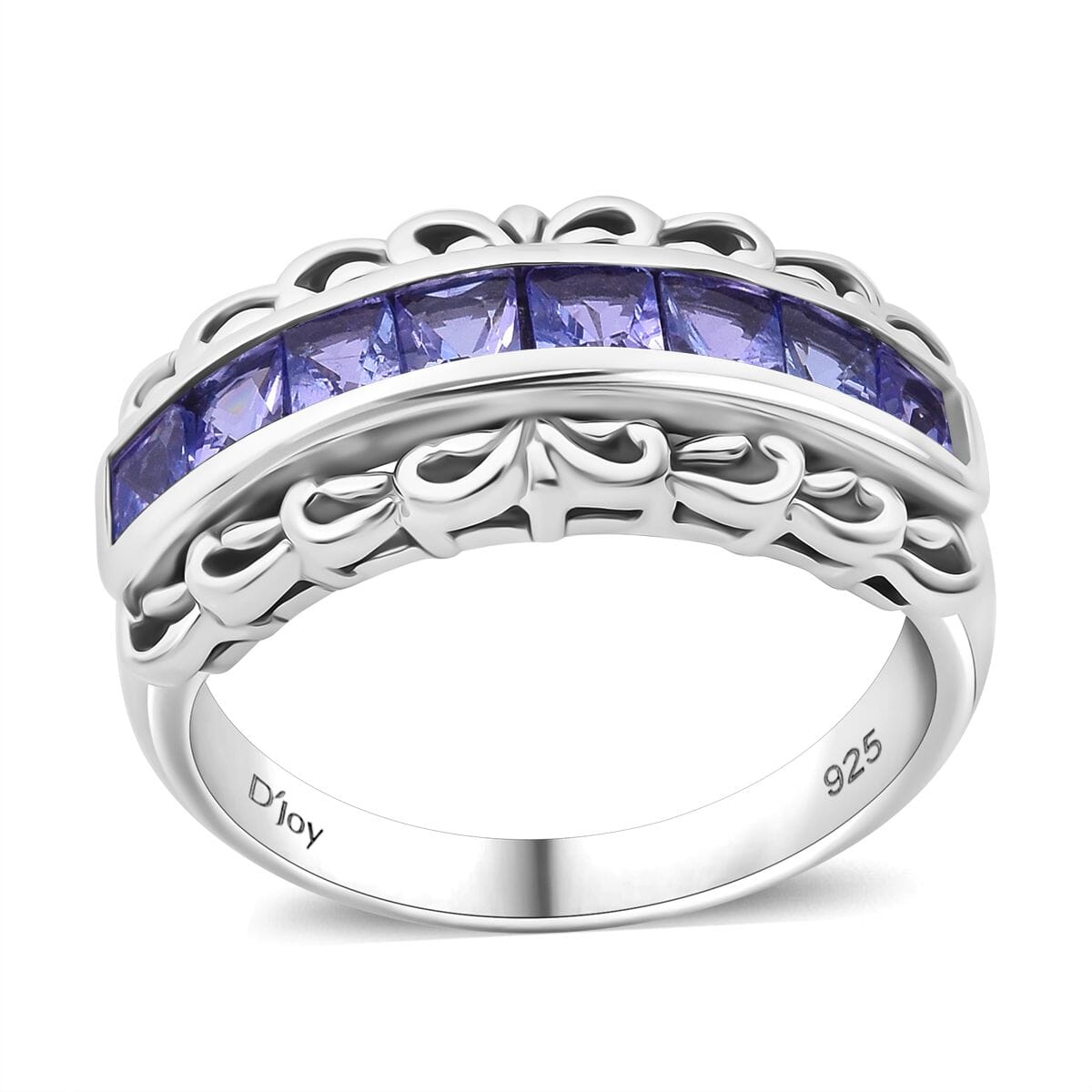 Tanzanite 1.20 ctw Regal Arc Ring in Rhodium Over Sterling Silver (Size 6.0) image number 0