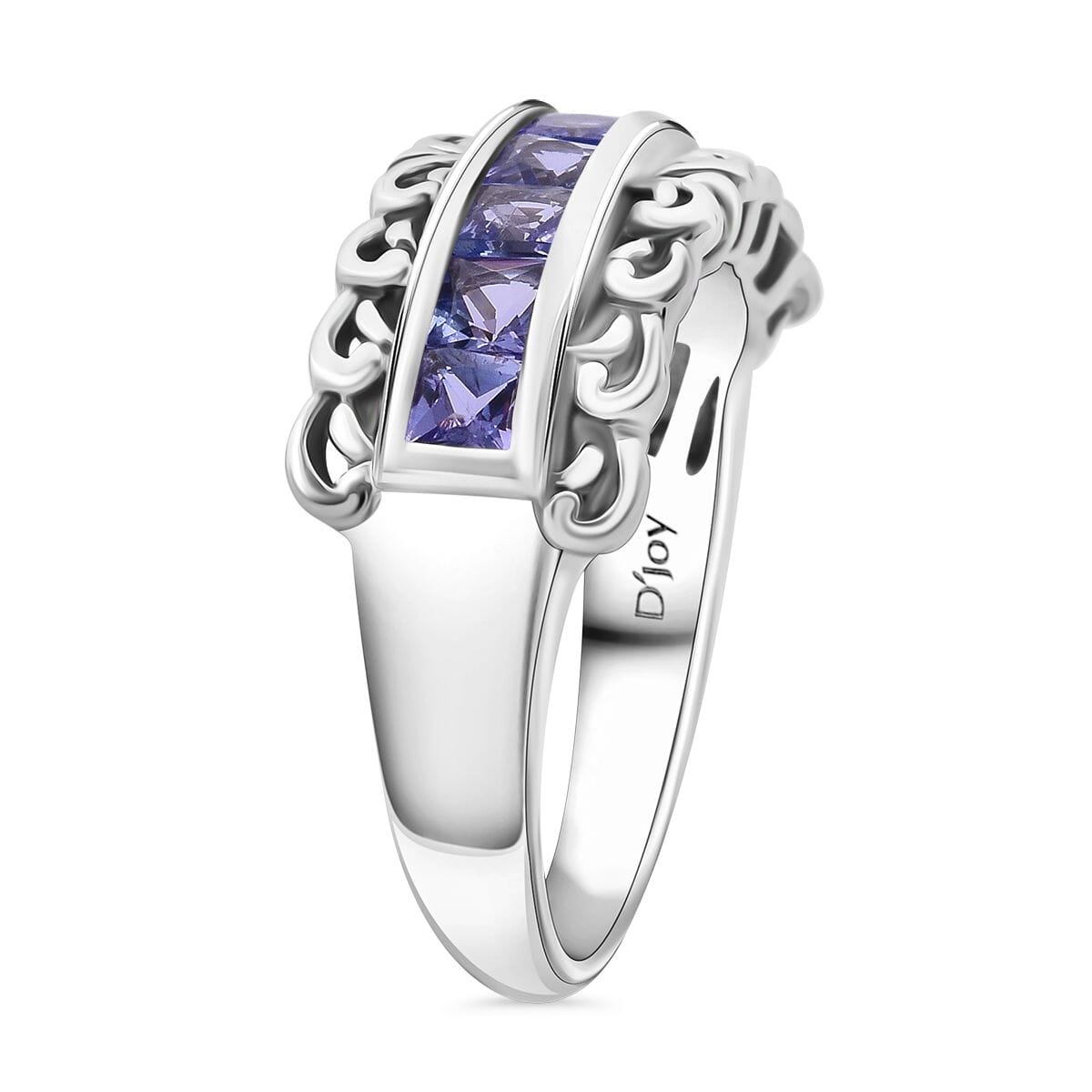 Tanzanite 1.20 ctw Regal Arc Ring in Rhodium Over Sterling Silver (Size 6.0) image number 3