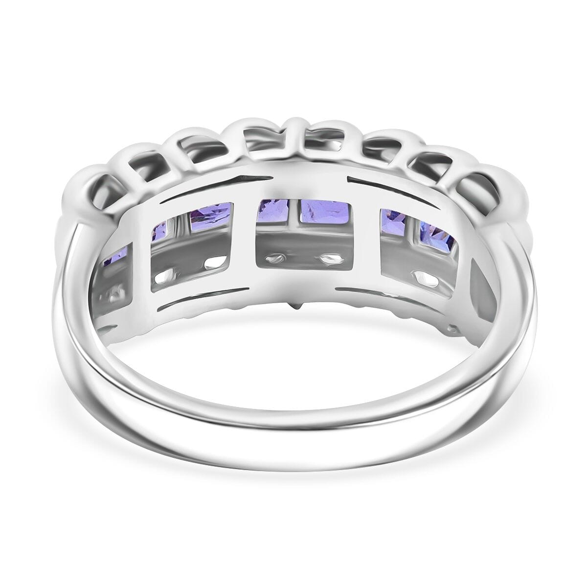 Tanzanite 1.20 ctw Regal Arc Ring in Rhodium Over Sterling Silver (Size 6.0) image number 4