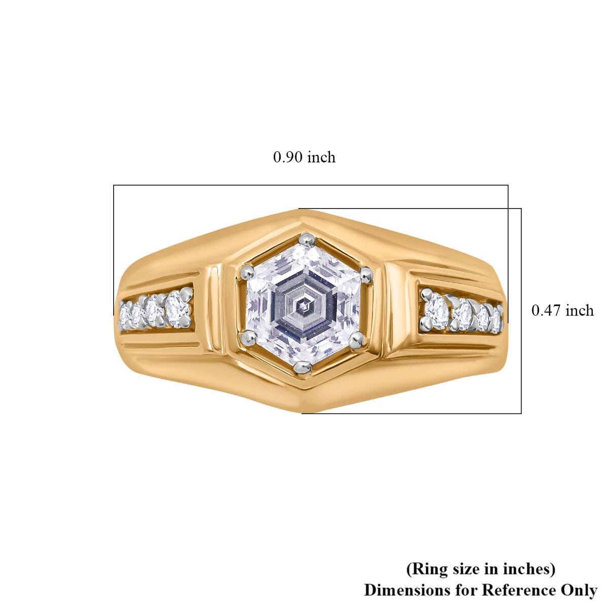 Moissanite 2.65 ctw Mens Ring in Vermeil Yellow Gold Over Sterling Silver (Size 11.0) image number 5
