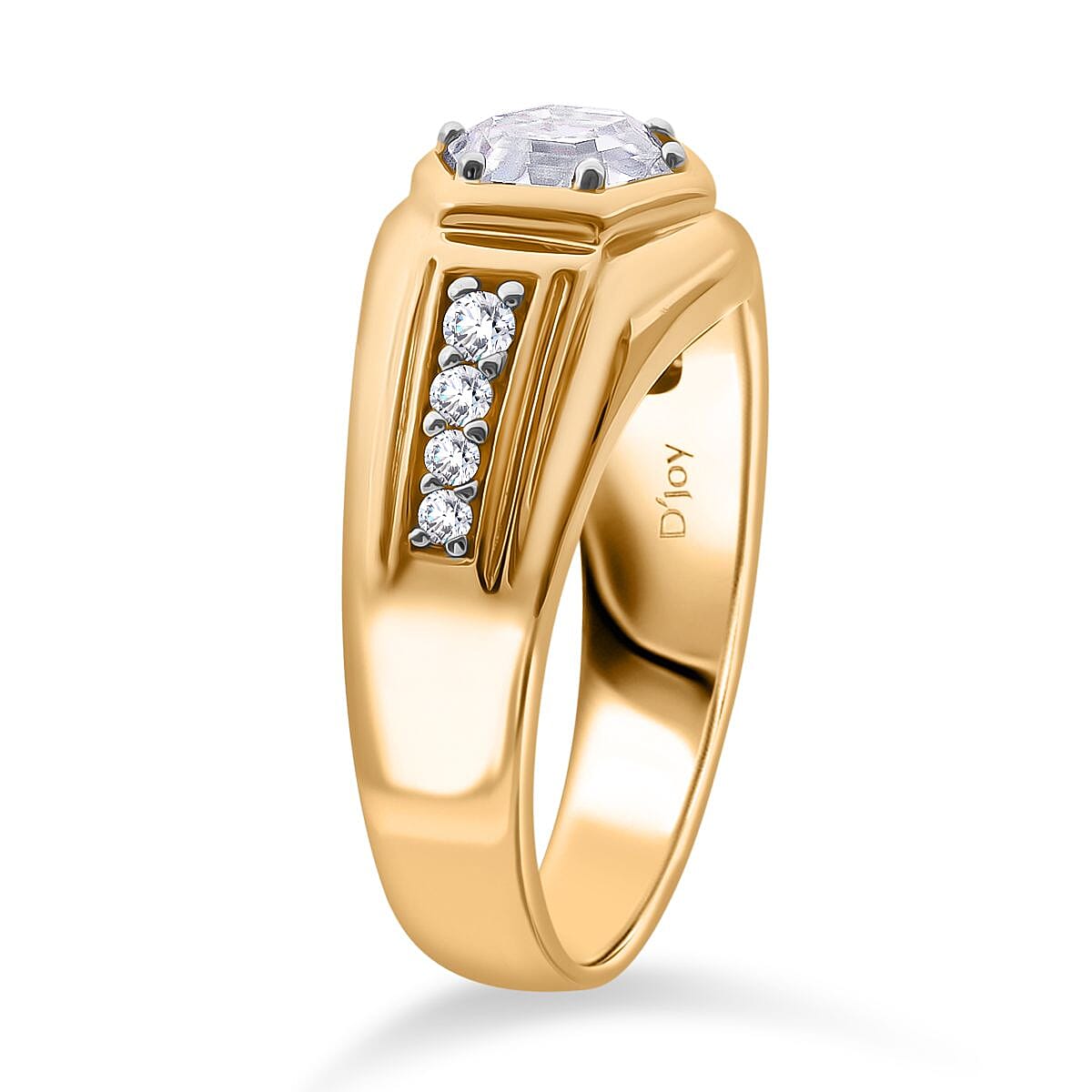 Moissanite 2.65 ctw Mens Ring in Vermeil Yellow Gold Over Sterling Silver (Size 9.0) image number 3