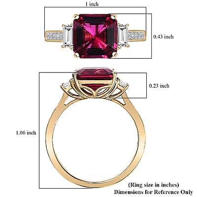 Certified & Appraised Asscher Cut AAA Luxuriant Lab Grown Bixbite , Lab Grown Diamond Ring in 10K Yellow Gold 4.59 ctw (Size 10.0)