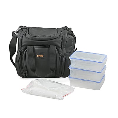 Tony Little Fitbag on the Go Meal Prep Multi Compartment Kit -Black