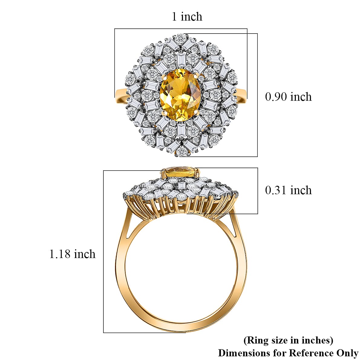 D'Joy Premium Brazilian Heliodor and Moissanite Celestial Bloom 3.90 ctw Ring in 18K Vermeil YG Over Sterling Silver (Size 10.0) image number 5