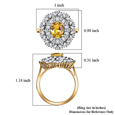 D'Joy Premium Brazilian Heliodor and Moissanite Celestial Bloom 3.90 ctw Ring in 18K Vermeil YG Over Sterling Silver (Size 10.0)