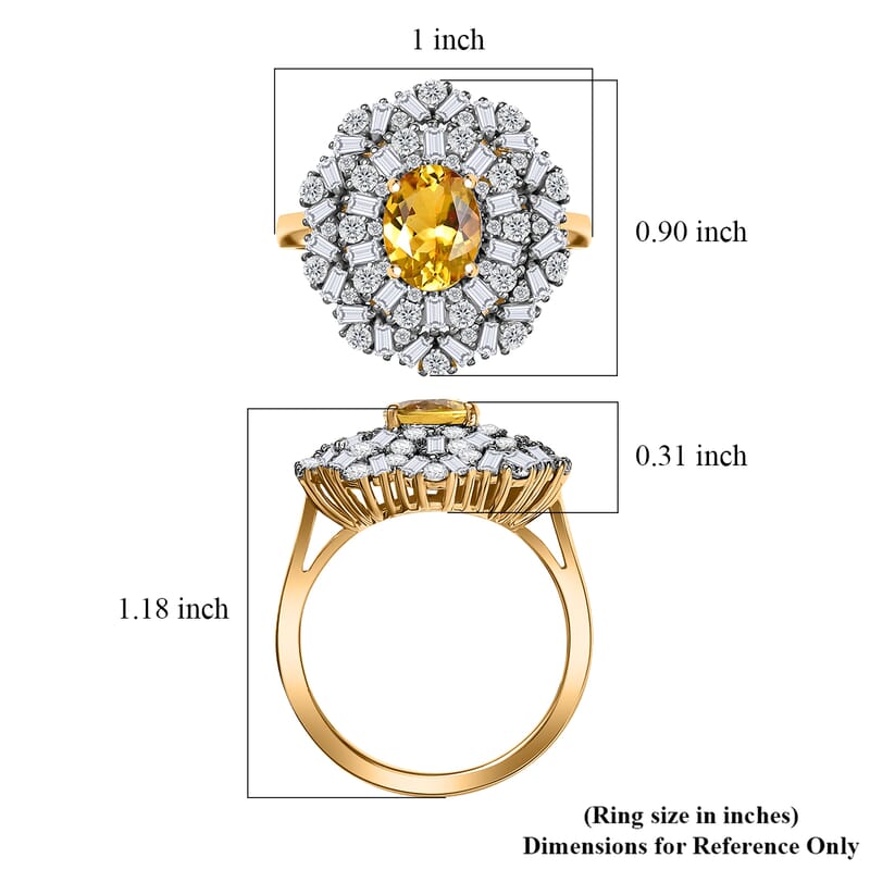 D'Joy Premium Brazilian Heliodor and Moissanite Celestial Bloom 3.90 ctw Ring in 18K Vermeil YG Over Sterling Silver (Size 10.0)
