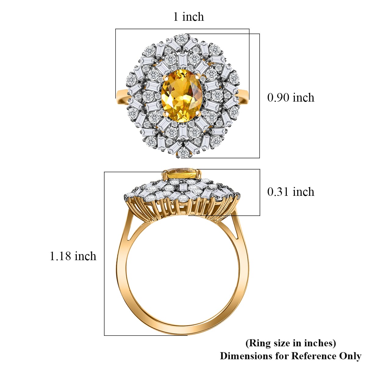 D'Joy Premium Brazilian Heliodor and Moissanite Celestial Bloom 3.90 ctw Ring in 18K Vermeil YG Over Sterling Silver (Size 6.0) image number 5