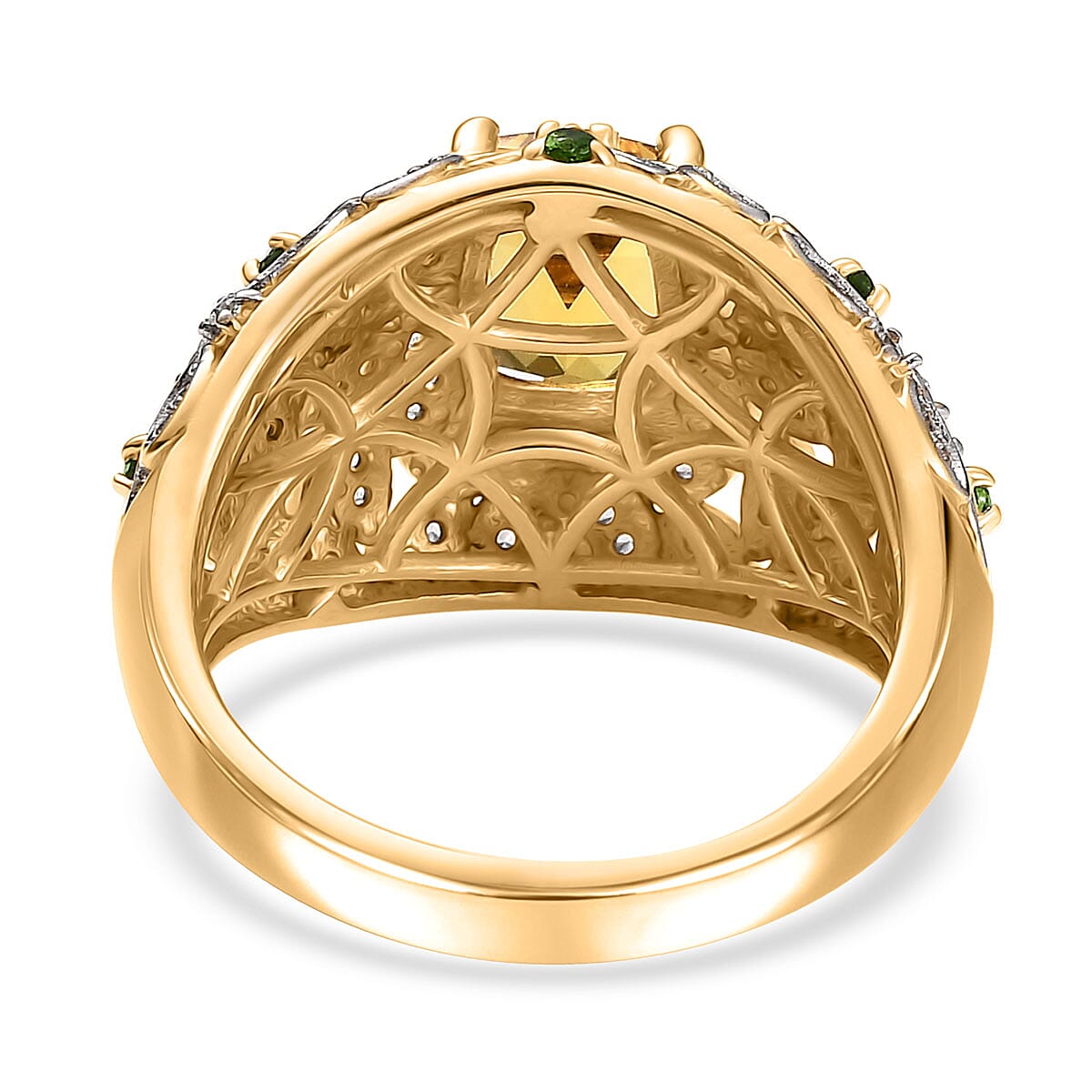 D'Joy Premium Brazilian Heliodor and Multi Gemstone 2.40 ctw Majestic Mosaic Ring in 18K Vermeil Yellow Gold Over Sterling Silver (Size 7.0)